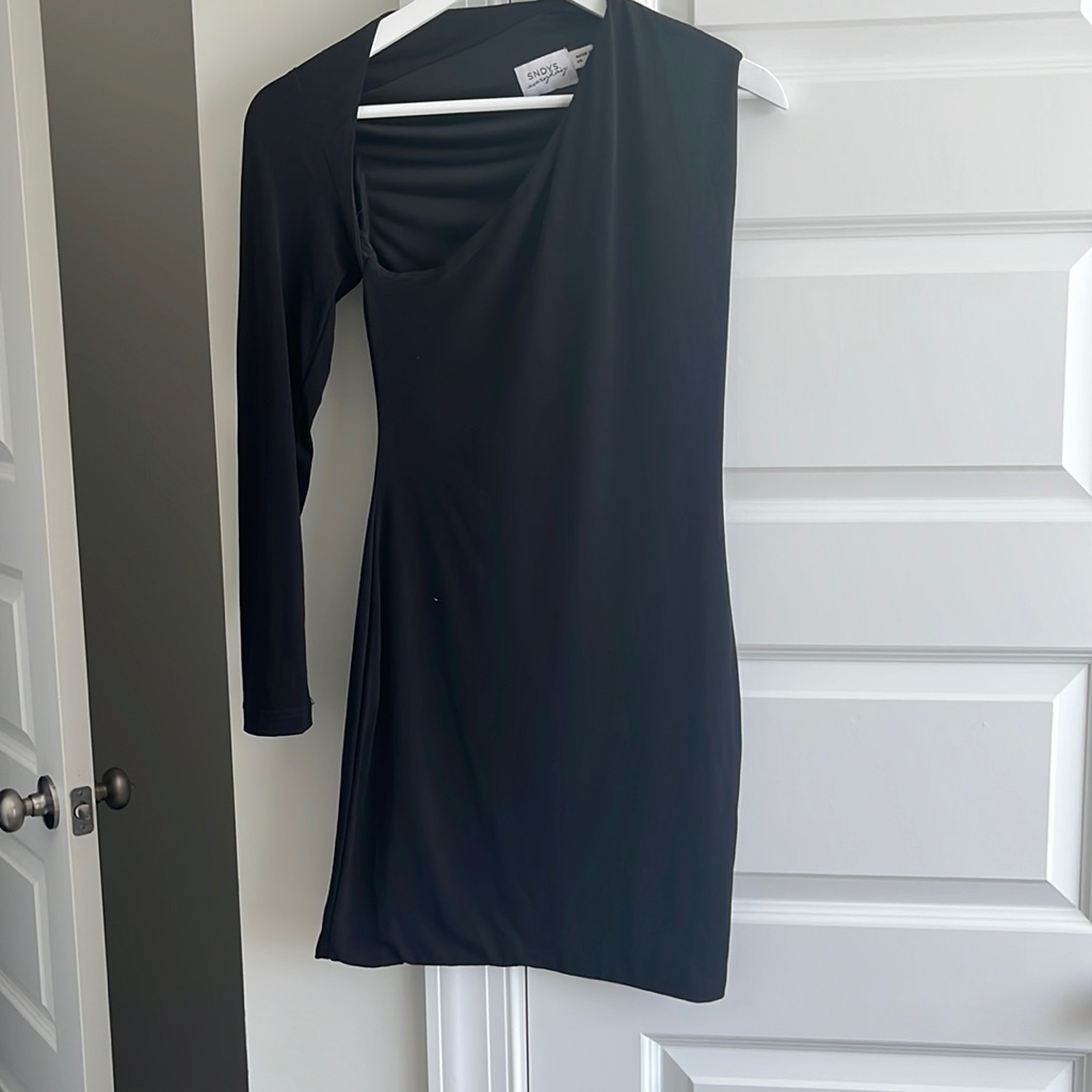 One Sleeve Black Dress